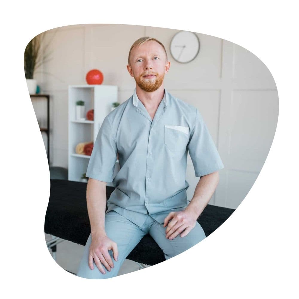 bewerbungsbild physiotherapeut in praxis